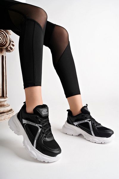 McDark Women's Black White Lightweight Sneakers