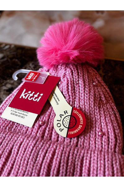 Kitti Ki̇Tti̇ 9-15 Years Old Beaded Pompom Girl Beret