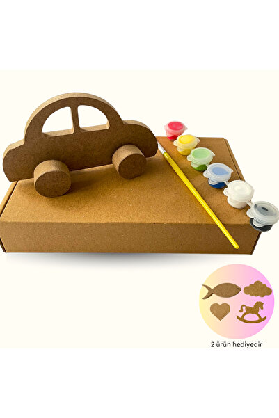 karışık kaset Çocuklar İçin Ahşap Tekerlekli Araba Boyama Seti- Çocuklar İçin...