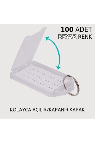 Genel Markalar 100x Anahtarlık Kapaklı Büyük Plastik Etiket Kimlik Isimlik Is...