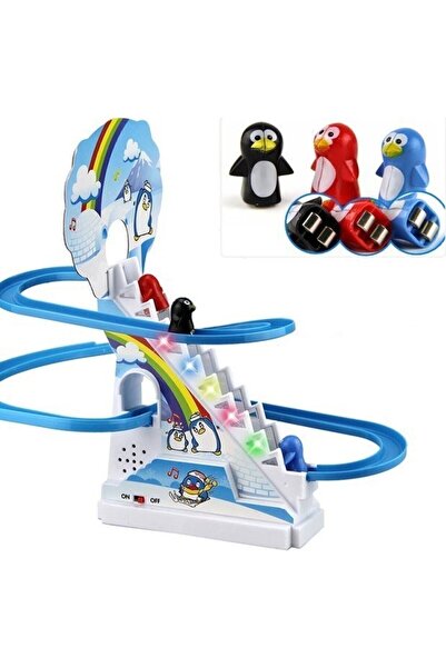 TRUST STORE Oyuncak Penguen Kaydıraklı Işıklı Sesli Set Dön Dolaş Kaydıraklı Merdivenli Penguen