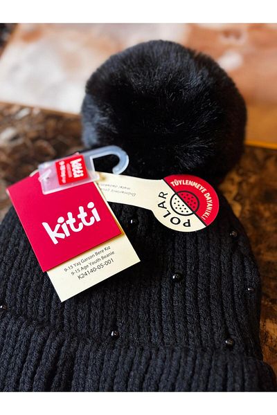Kitti Ki̇tti̇ 9-15 Years Old Girl's Beret with Beaded Pompom