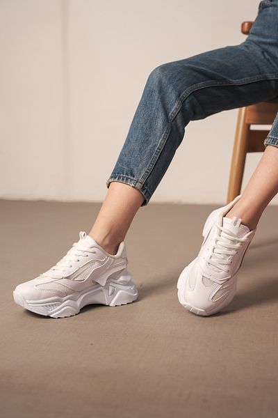 ayakkabıhavuzu Tenis de damă, alb, cu șireturi, în stil casual, cu talpă