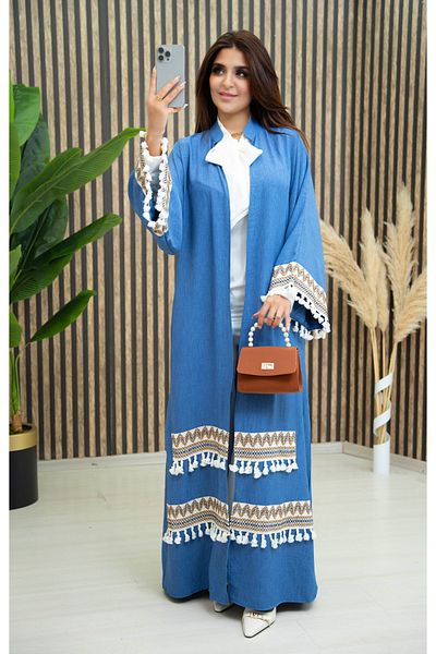 Zümrüt Embroidered Arabic Style Abaya - 1748 Model