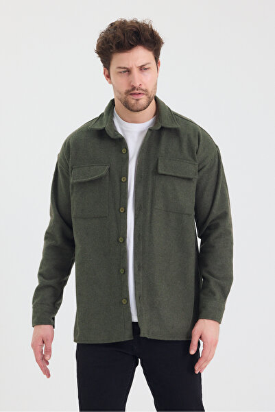 allymoda Erkek Kaşe Kumaş Gömlek Ceket Kalın Kışlık ALLY-202