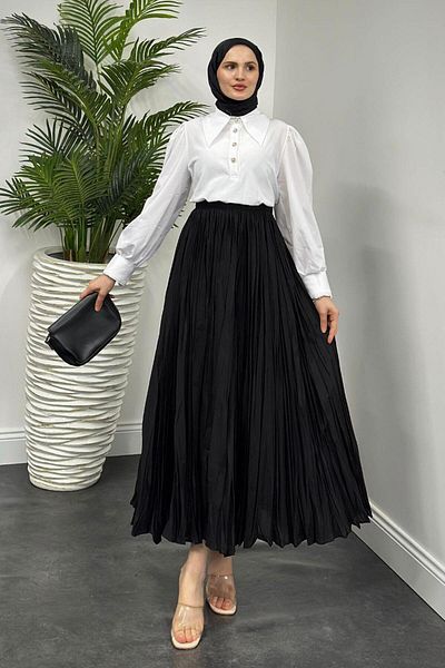 MERVEN AKYÜZ Μαύρη φούστα Begonia Voile