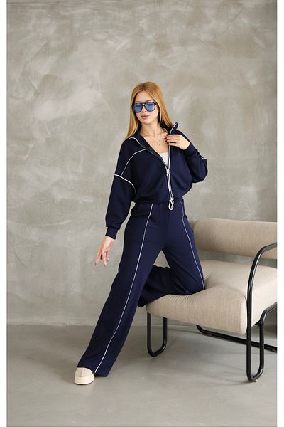 02Lady Fashion Costum de trening din țesătură modal cu fermoar cu fermoar