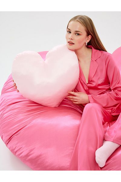 Koton Set de pijamale din satin cu guler cămașă cu mânecă lungă