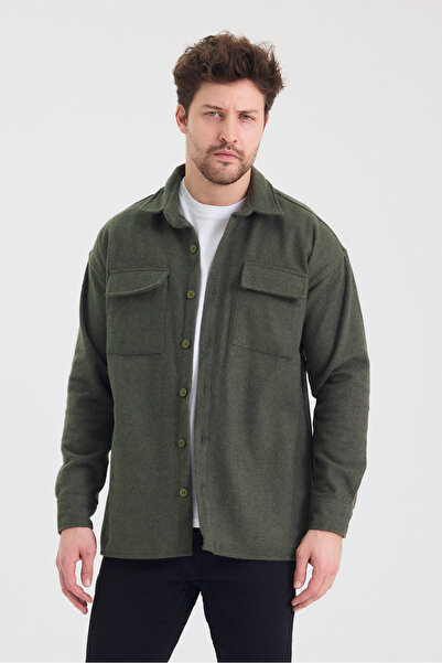 allymoda Erkek Kaşe Kumaş Gömlek Ceket Kalın Kışlık ALLY-202