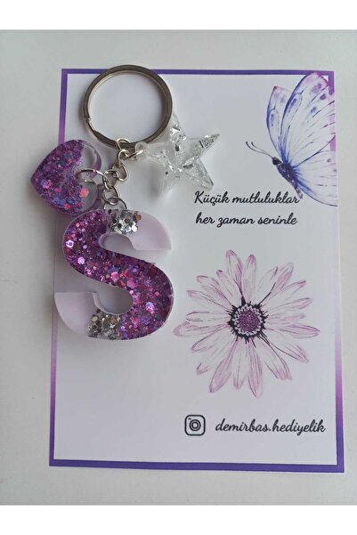 demirbasavm سلسلة مفاتيح مصنوعة يدويًا بحروف EPOXY S