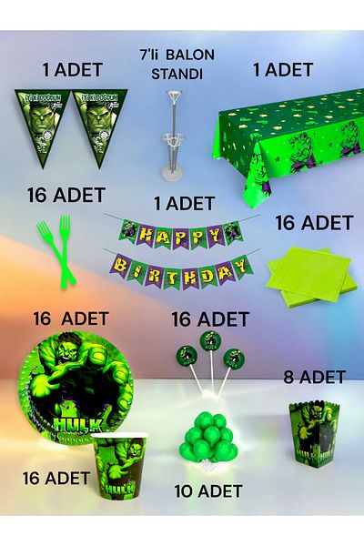 VibeHome 16-Person Hulk Themed 2XL Package - Birthday Party and Fun Events