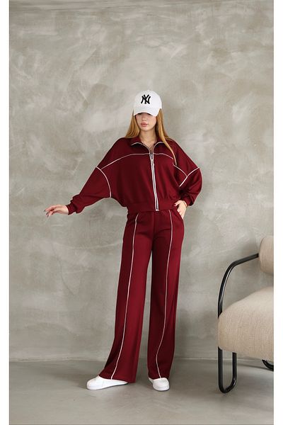 02Lady Fashion Costum de trening din țesătură modal cu fermoar cu fermoar