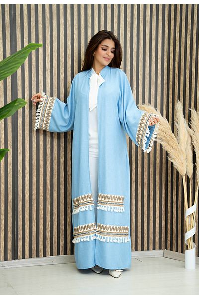 Zümrüt Abaya în stil arab brodat - Model 1748