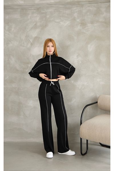 02Lady Fashion Costum de trening din țesătură modal cu fermoar cu fermoar