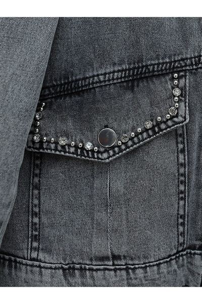 Modamorfo Jeans Set with Zippered Pocket and Stone Detail - Smoked
