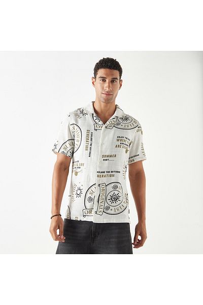 Lee Cooper Relaxed Fit Printed Shirt With Short Sleeves