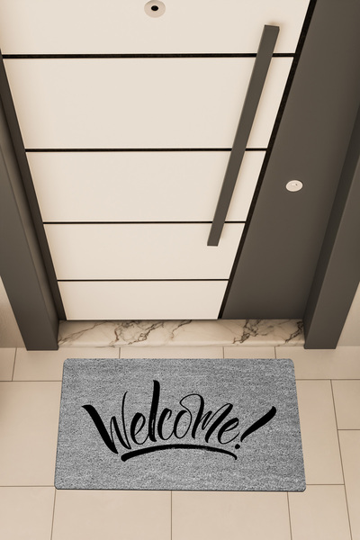 Dormot High Quality Digital Printing Gray, Welcome1 Theme Door Front Mat