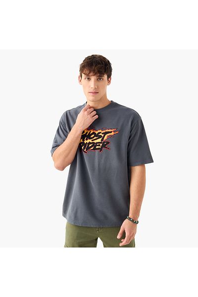 SP Characters Ghost Rider Print T-shirt With Short Sleeves And Crew Neck