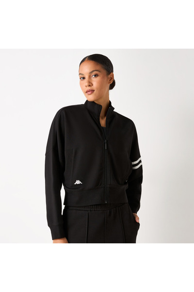 Kappa جاكيت مخطط بسحاب للإغلاق وأكمام طويلة