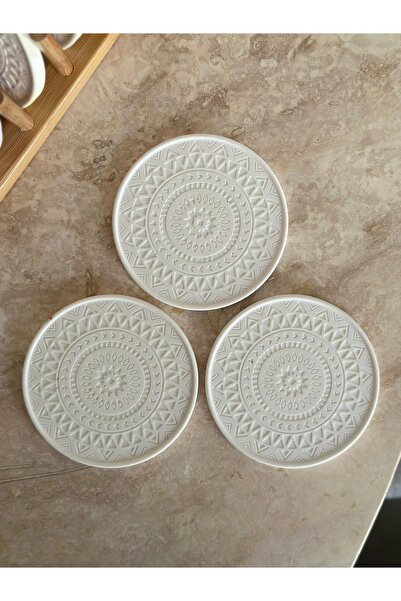 Home Mandala Taş Dekoratif Bardak Altlığı 3'lü Set | Beton