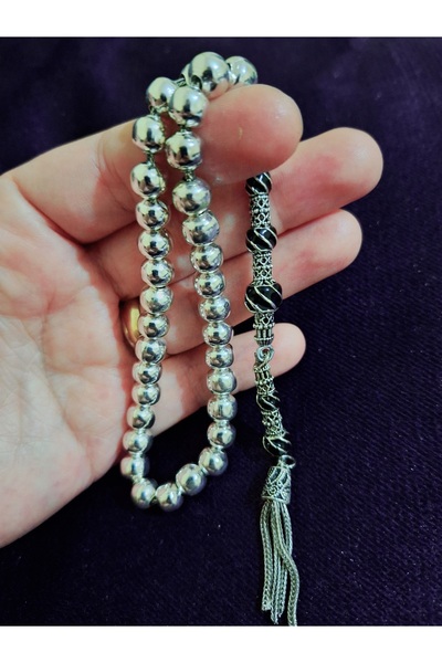 arsin Nakkaş imameli zincir ip gümüş kaplama metal tesbih