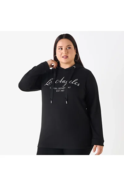 Ulla Popken TEXT PRINT HOODY