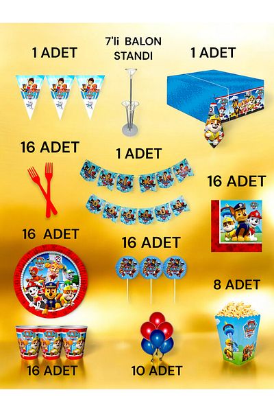 VibeHome Paw Patrol Themed 2XL Pack for 16 - Birthday Party & Fun Events