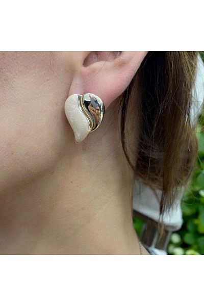Store Double Color Steel Plated Stainless Heart Earrings