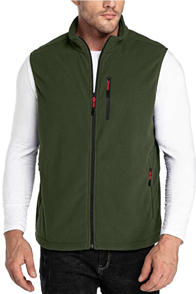 SUVASS CO Erkek Haki Çok Cepli Polar  Spor  Yelek