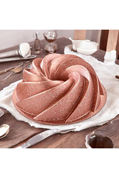 Doremcy قالب كيك Eda مصنوع من الجرانيت باللون الذهبي الوردي مقاس 26 سم