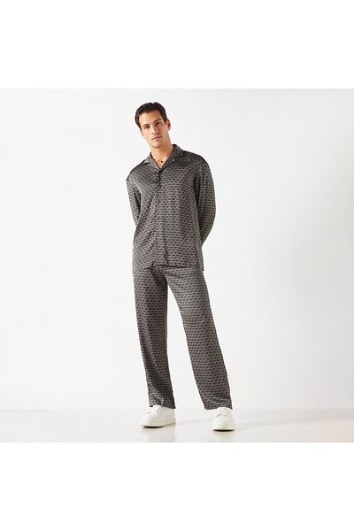 Emperor All-over Print Camp Collar Shirt With Long Sleeves