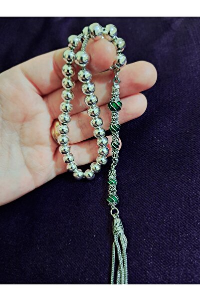 arsin Nakkaş imameli zincir ip gümüş kaplama metal tesbih