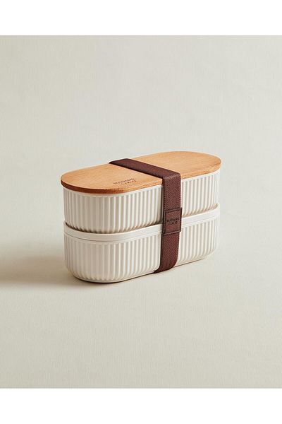 STOREMAX Bystoreby Coco Magou 2-Pack Storage Container with Wooden Lid, 500 Ml, Soft Ecru Newdesing 646268
