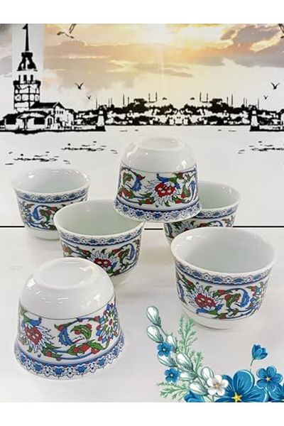 STOREMAX 6 Pieces Tile Color Porcelain Mirra Set - Mirra Cup Porcelain