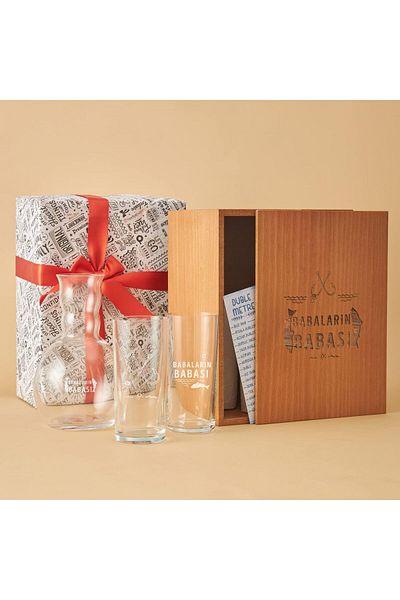 STOREMAX Ntwork Father Rakı Set with Humorous Wooden Box Art 1087243