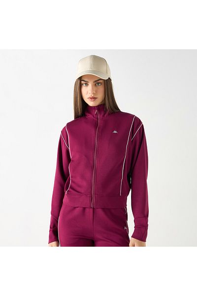Kappa Logo Print Jacket With Zip Closure And Contrast Piping