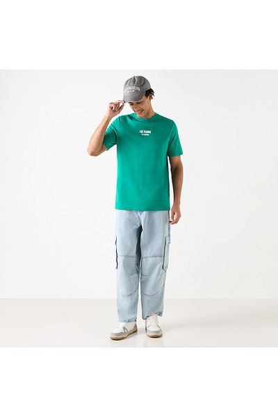 Lee Cooper Printed Crew Neck T-shirt With Short Sleeves