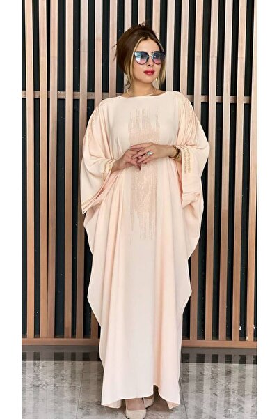Miss Mercan Kadın Abiye Taş Tasarımlı Pudra Renkli Kadın Abiye Ve Elbisesi