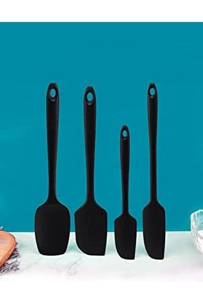 STOREMAX Jvnnshop Osteris Heat Resistant Fireproof Non-Stick Silicone Spatula Set 4 Pieces Black 646268