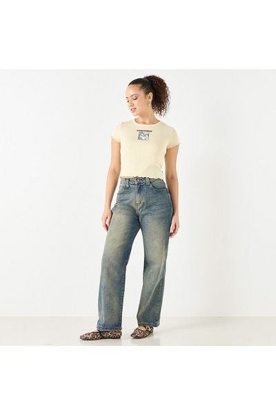 SP Characters Chr L Lettuce Hem Crop Tee