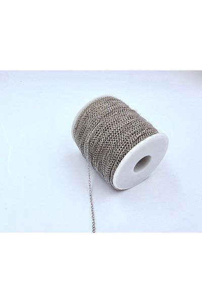 yiğit aksesuar 2 Meter Steel Silver Chain Jewelry Necklace & Bracelet Chain - 0.5 mm