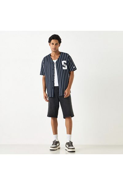 Starter Regular Fit Striped V-neck Shirt With Short Sleeves