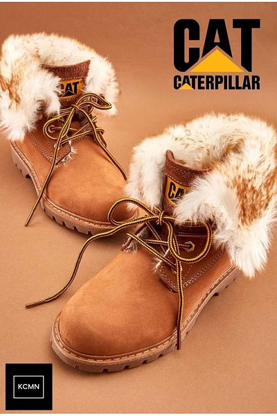 Caterpillar Γάτα 015z 101184   - Γυναικείες μπότες Utah Fur Fur Cinnamon Color Leather