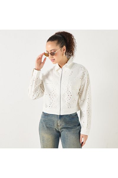 Lee Cooper All-over Schiffli Detail Zip Through Jacket