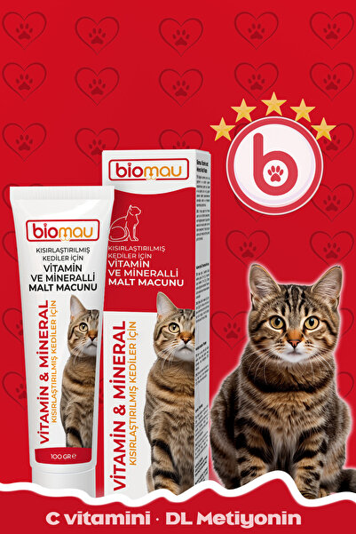 Biomau Kısır Kediler İçin Multivitaminli Malt Macunu – 100g | Steril Paste