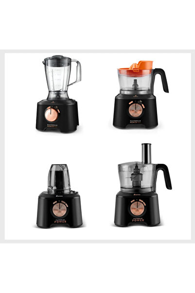 Karaca 2500W motor gücü Hamur yoğurma, Öğütücü, Çırpıcı, Blender 4 kanatlı doğrayıcı Mutfak Robotu