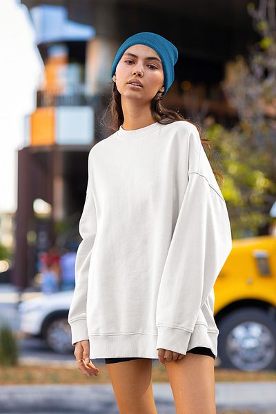 SEVBANO Unprinted Unisex Oversize Basic Sweatshirt
