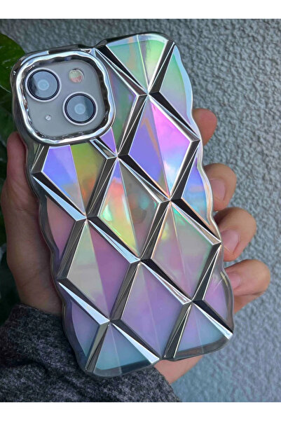 DGN İphone 13 Ve Iphone 14 Uyumlu Hologramlı Baklava Desenli Luxury Silikon T...
