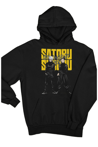 Fuddy Moda Hanorac supradimensionat unisex cu glugă - JJK Gojo Satoru și Sugu...