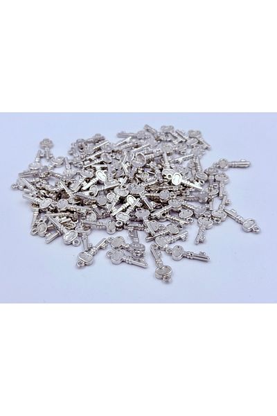 yiğit aksesuar 100Pcs Silver Color Key Figure Spacers Pendant